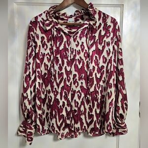 Nic+Zoe Women's Magenta Pink Abstract Patterned Top